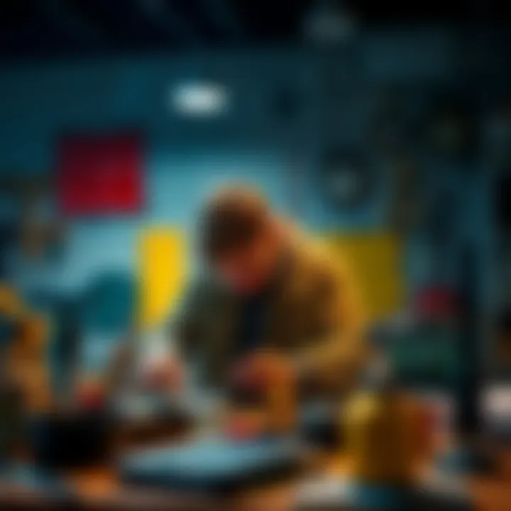 A person working on a practical project, engaging with tools and materials for hands-on experience.