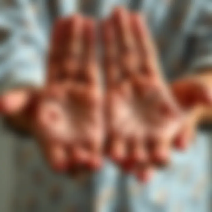 Hands with palm lines Close-up of hands showing various palm lines related to marriage and career choices