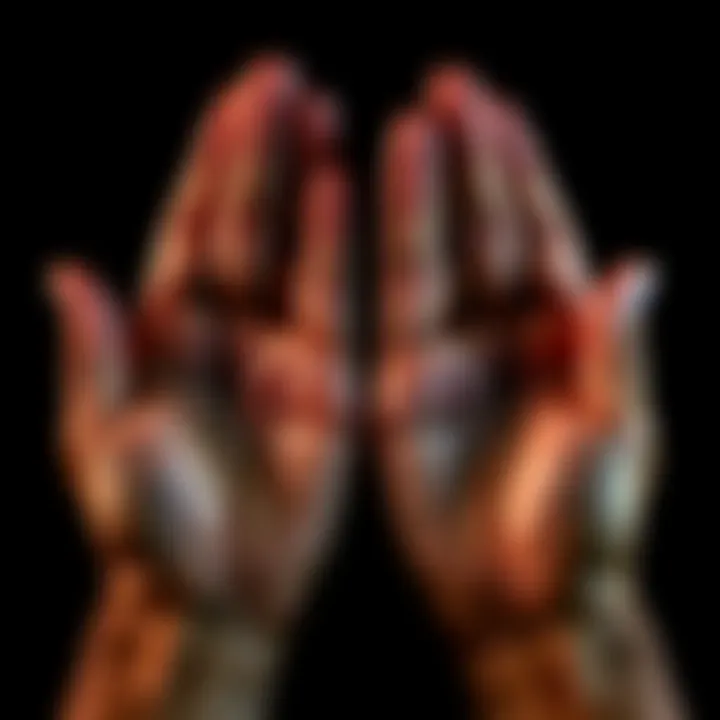 Hands displaying palm lines A close-up of hands showing clear palm lines used in palmistry