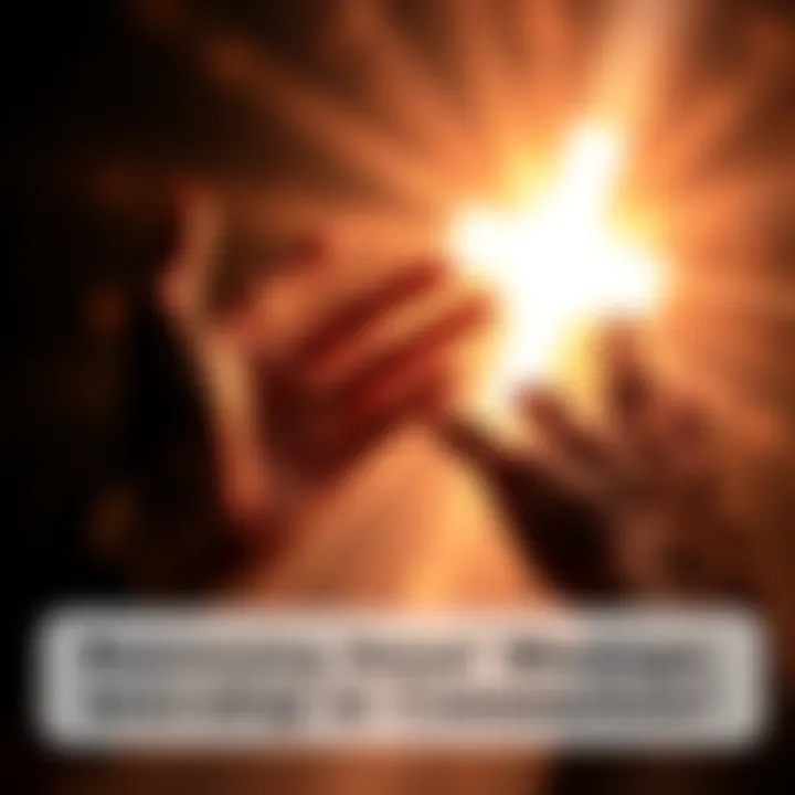 A close-up of two hands reaching out towards a bright light, symbolizing connection and hope.