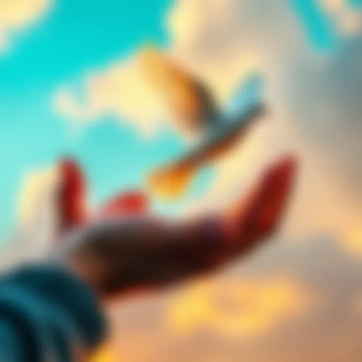 A pair of hands gently releasing a white dove into the sky, symbolizing peace and forgiveness.