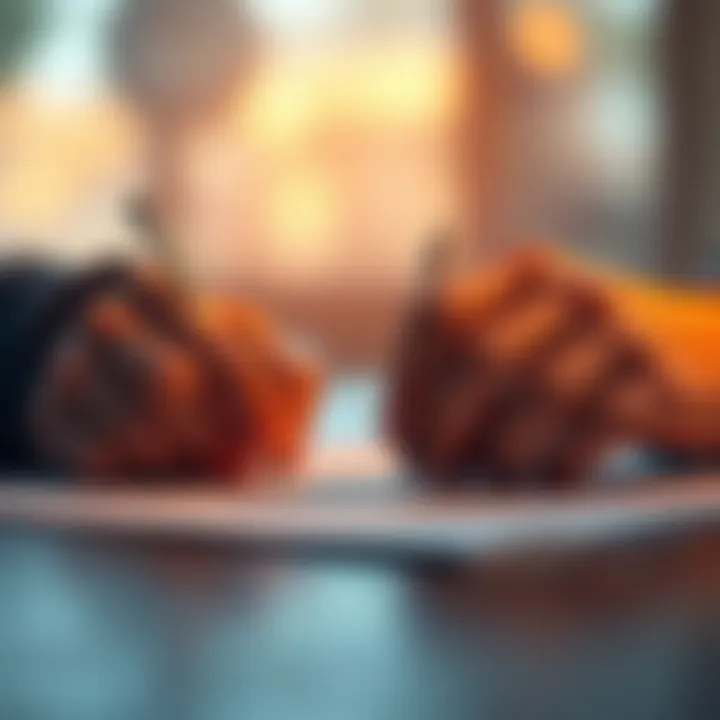 A person writing an open-ended question on paper, representing optional donation readings for personal insights.