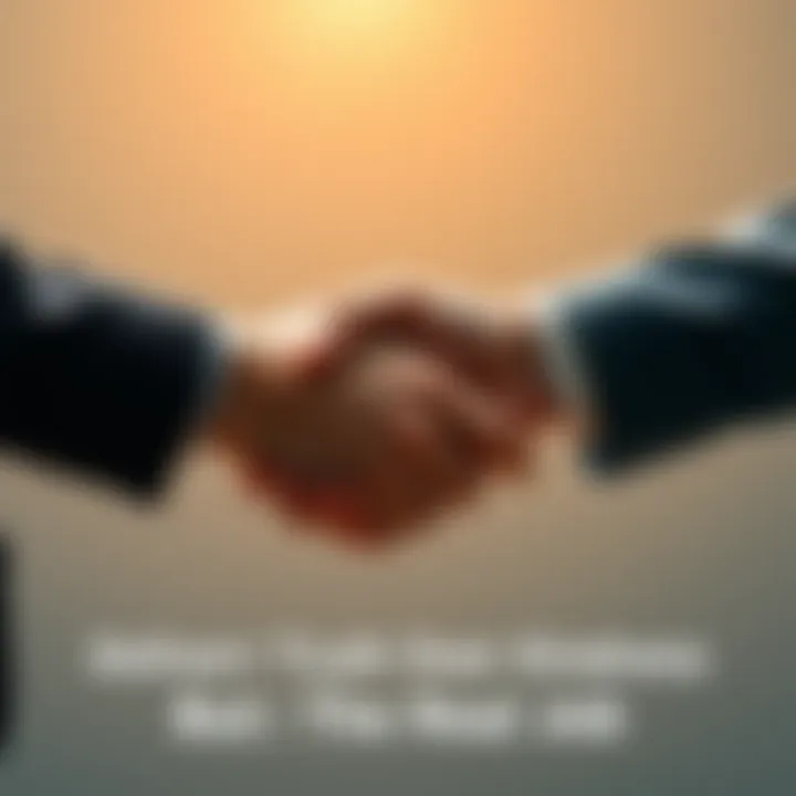 Two individuals shaking hands, symbolizing the balance between kindness and truth in communication.