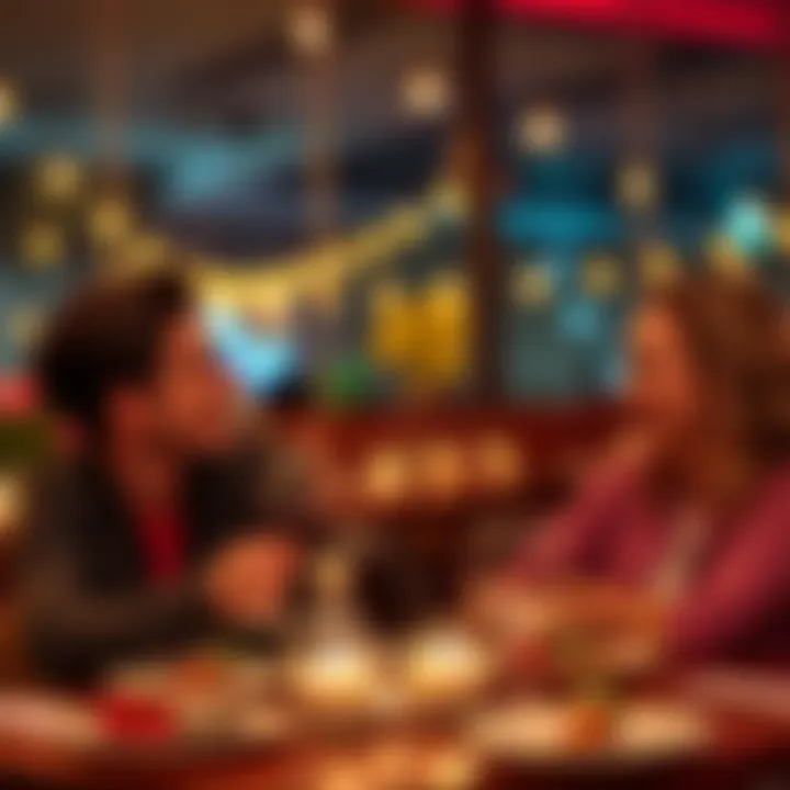 A fun and relaxed couple sharing a laugh over dinner, showcasing an easygoing approach to dating a Sagittarius.