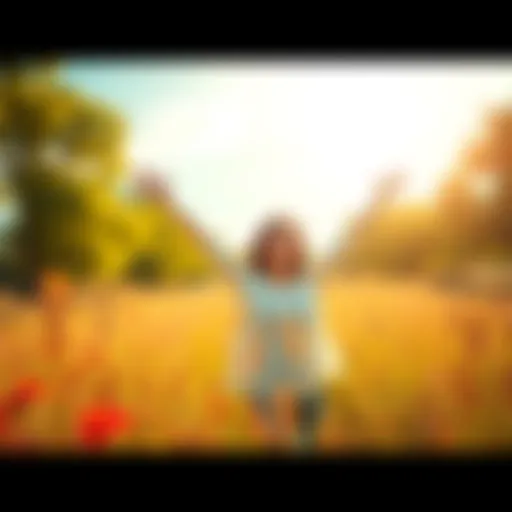 A joyful person standing in a sunny field, arms raised in gratitude, surrounded by trees and flowers, representing appreciation for life's blessings.