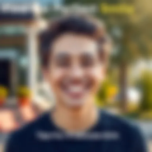A person with a cheerful expression, showcasing a confident and genuine smile, standing outdoors in natural light.