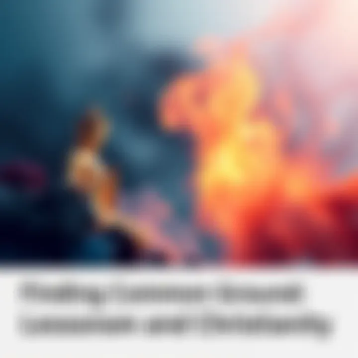 Artistic representation of Buddhism and Christianity blending together