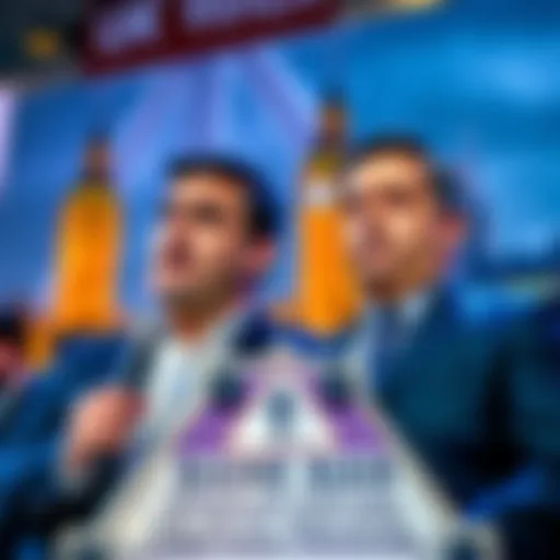Hasan Piker and Cenk Uygur speaking at an event, with a backdrop of UK landmarks and a warning sign indicating their entry ban
