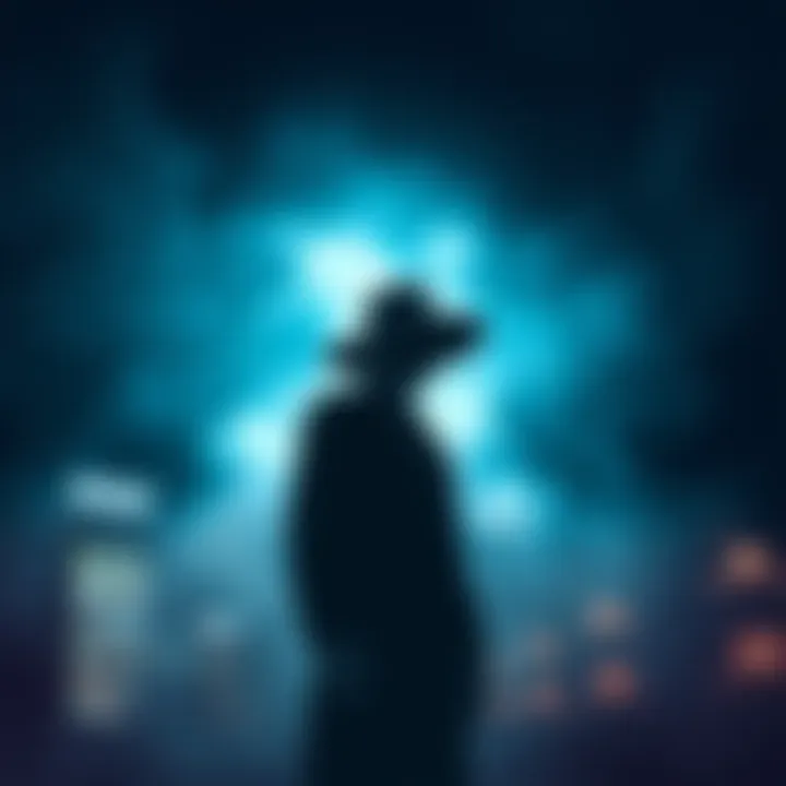 Hat Man in a Dream A shadowy figure wearing a hat stands in a dream-like setting, evoking feelings of unease and protection.