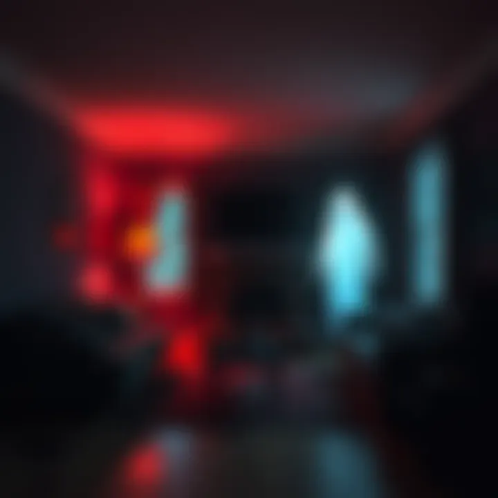 Haunted Living Room A dimly lit living room with shadows and a ghostly figure, illustrating a paranormal encounter