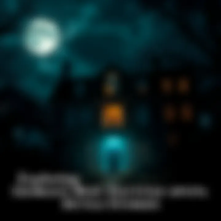 A spooky haunted house in Georgia illuminated by moonlight, with shadows and eerie trees surrounding it.