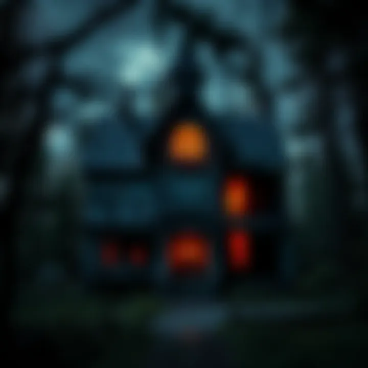 Haunted House in Colorado A spooky old house surrounded by trees, conveying a haunting atmosphere in Colorado.