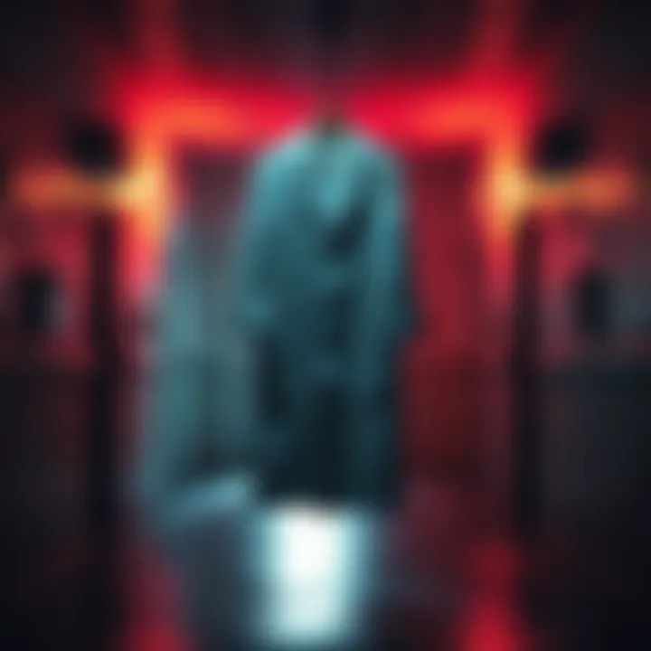 A lab coat floating mysteriously in a dimly lit penitentiary room, suggesting a ghostly presence.