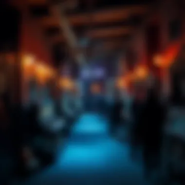 Visitors explore the dark rooms of the Haunted Museum filled with spooky artifacts and eerie decorations.