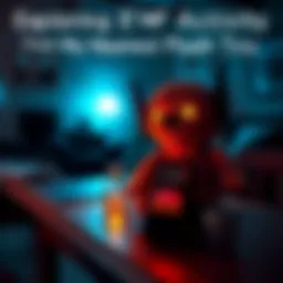 A plush toy on a table with an EMF reader showing unusual readings, surrounded by a dimly lit room