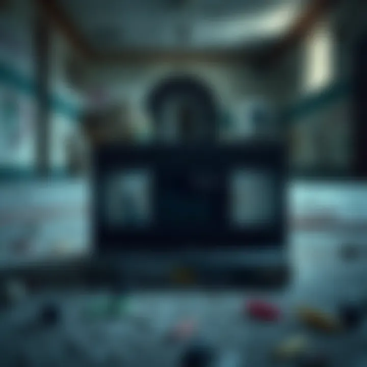 A VHS tape lying on the dusty floor of an abandoned daycare, with eerie shadows in the background.