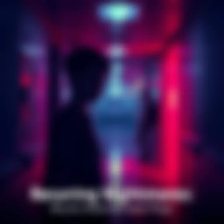 Haunting Hospital Scene A young person stands in a dimly lit hospital corridor, looking anxious, with shadows and eerie lights creating a tense atmosphere.