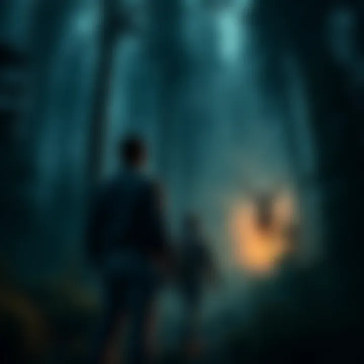 Haunting Hunting Trip in Colorado Matt and his father standing in a dense forest, looking frightened after encountering a mysterious figure