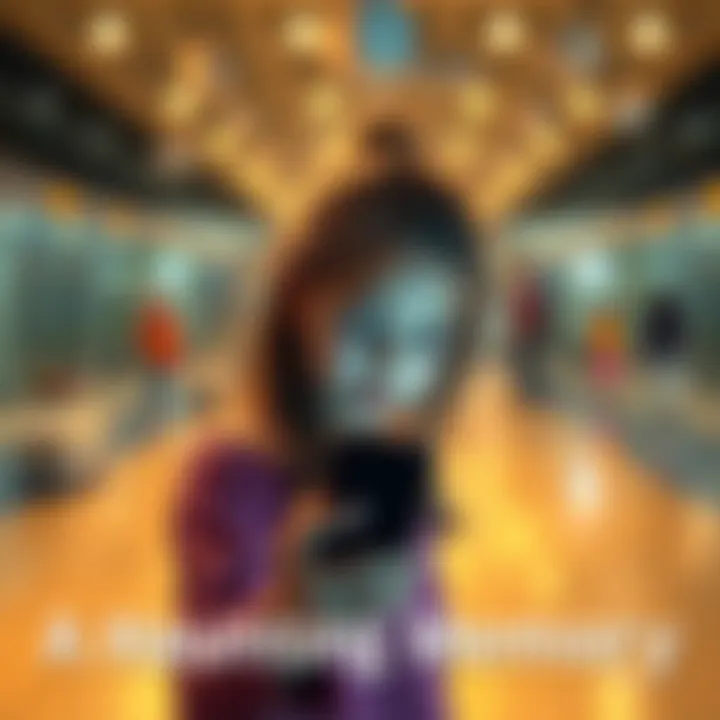 A young girl experiencing a surreal moment, phone in hand with a blurred background, capturing a sense of confusion and eeriness.