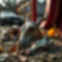 A close-up of headless animal remains on the ground, highlighting the unsettling discovery in the community.