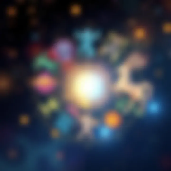 Illustration showing zodiac signs with positive energy symbols, representing growth and life lessons.