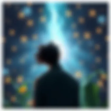 Healing Journey A person reflecting on their health surrounded by calming energy symbols like plants and light.