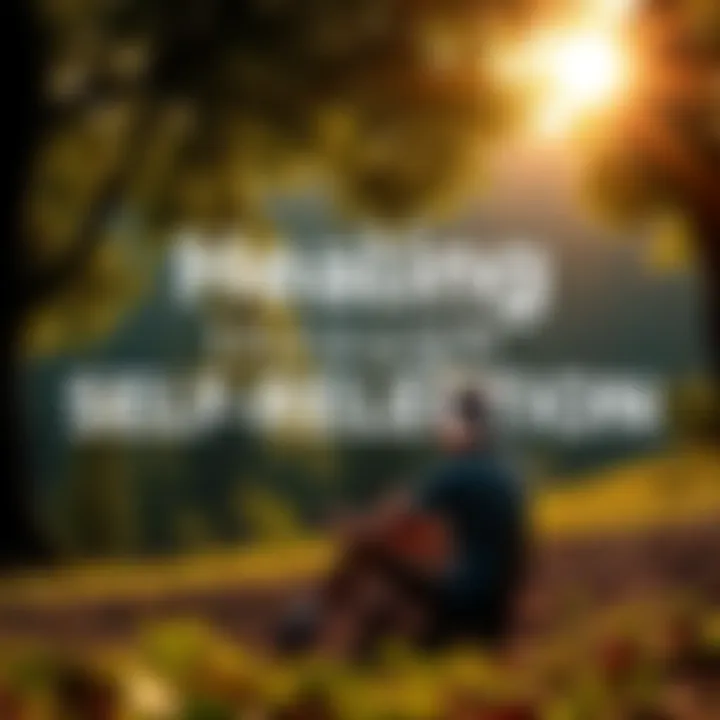 Healing Through Self-Reflection A person sitting peacefully in nature, reflecting while surrounded by trees and sunlight, symbolizing self-discovery and healing