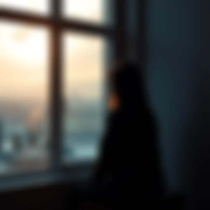 A person sitting by a window, deep in thought, capturing the essence of healing after heartbreak