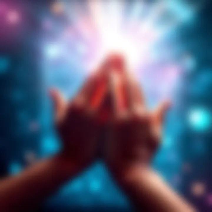 A pair of hands surrounded by glowing light representing Quantum Energy healing and Reiki sessions