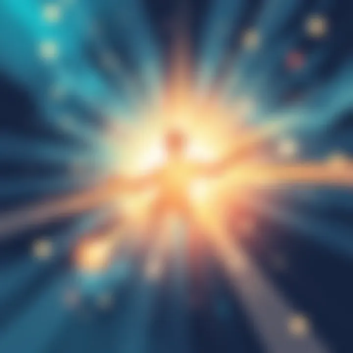 Healing Journey Illustration An inspiring illustration depicting a person surrounded by light and energy, symbolizing recovery and positivity after a health scare.