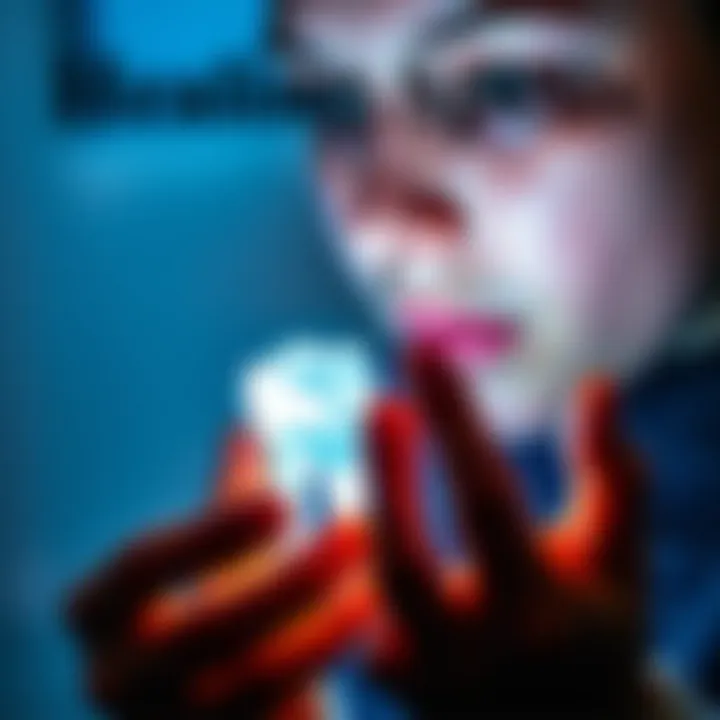 A person holding a crystal and looking thoughtfully at a tooth, symbolizing alternative healing methods for dental issues.