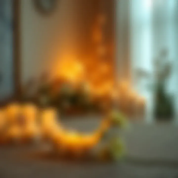 A calm and peaceful setting with candles and flowers, symbolizing healing and support after an abortion. Soft light illuminates the space, creating an inviting atmosphere.