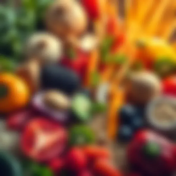 A colorful display of fruits, vegetables, and grains that promote mental clarity and spirit wellness.