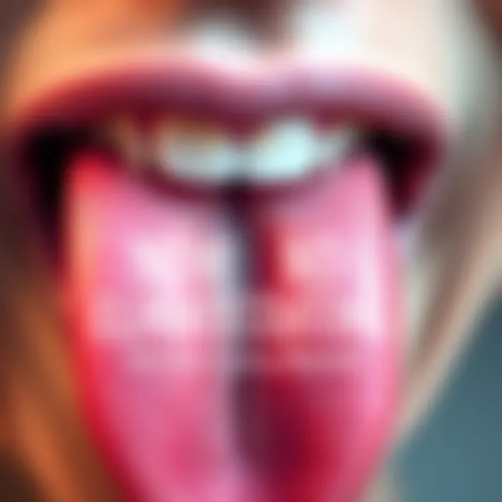 A close-up of a healthy tongue showing a smooth texture with no white coating, symbolizing effective remedies for oral health issues.