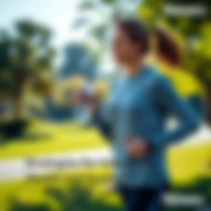 A person jogging in a park while holding a water bottle, symbolizing health and wellness.