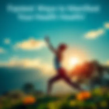 Healthy Lifestyle Choices A person practicing yoga outdoors, surrounded by nature, symbolizing wellness and health manifestation.