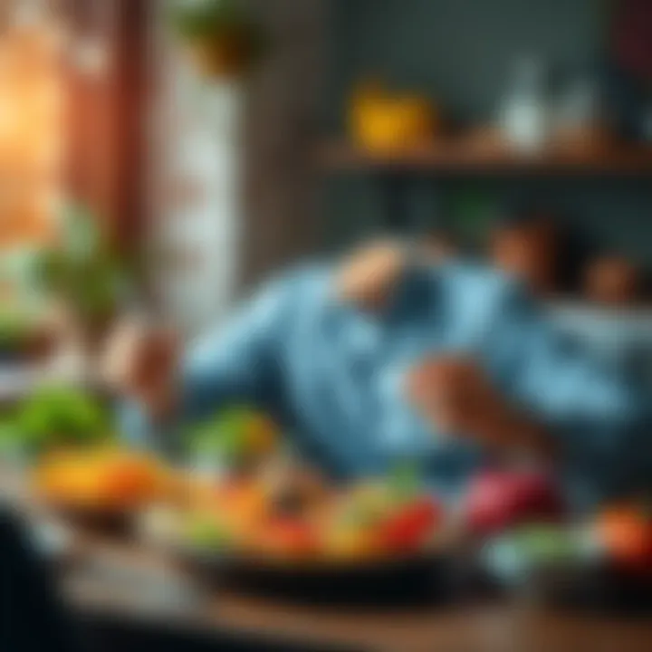 Healthy Liver Lifestyle A person enjoying a healthy meal with liver-friendly foods, symbolizing management of hepatic adenomas through diet and lifestyle changes.