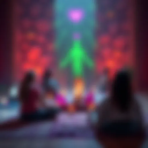 Participants relaxing during a Heart Chakra Reiki session with crystals and sound healing