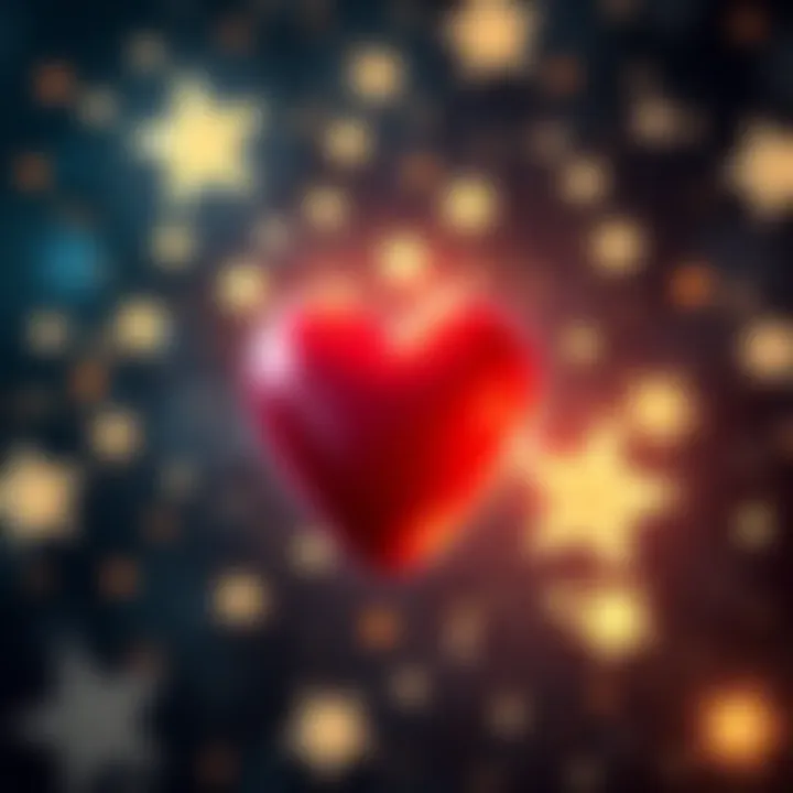 A heart surrounded by sparkling stars, symbolizing love and attraction