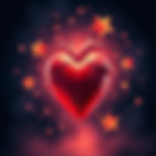 A heart surrounded by stars, symbolizing love and astrology. The heart appears conflicted, representing lingering emotions.