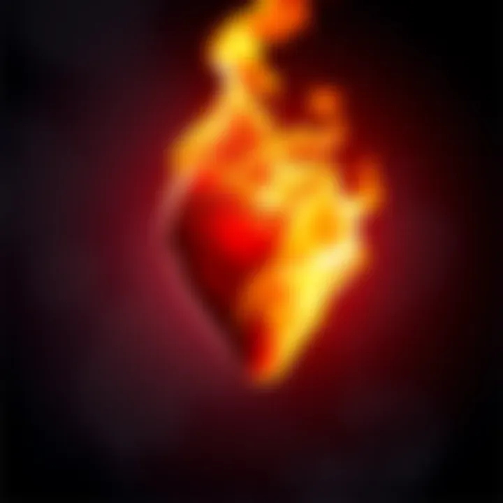 A heart intertwined with a flame, representing the contrast between true love and lust.