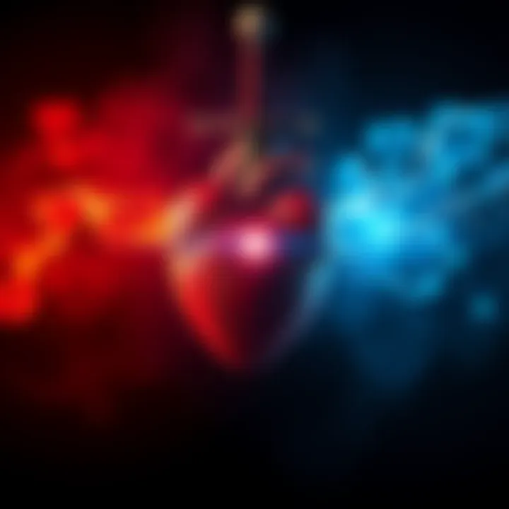 A heart intertwined with a sword, representing the balance between unconditional love and truth.