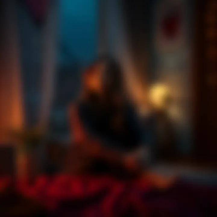 Heartbreak and Healing A woman sitting alone in a cozy room, reflecting on a lost relationship with a thoughtful expression.