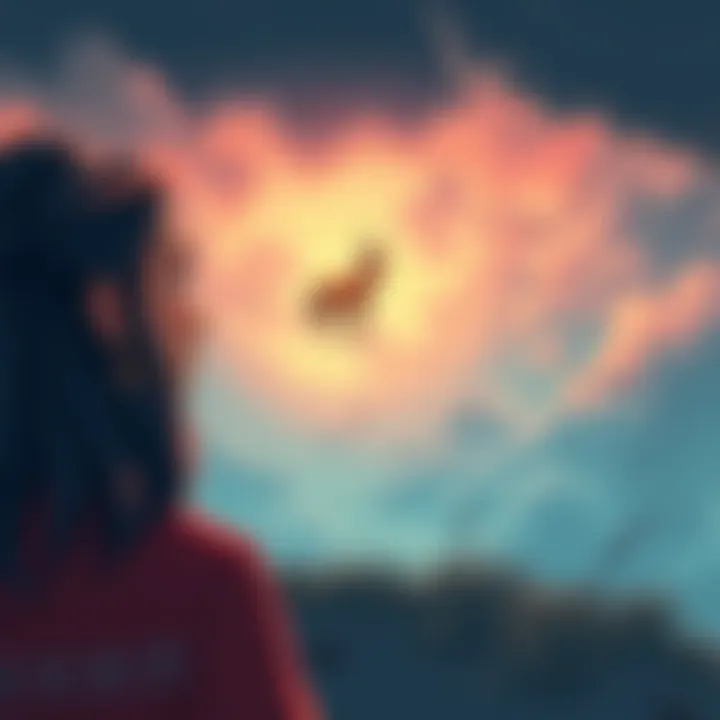 Illustration of a sad Aquarian looking at a distant Gemini under a cloudy sky, symbolizing emotional struggles