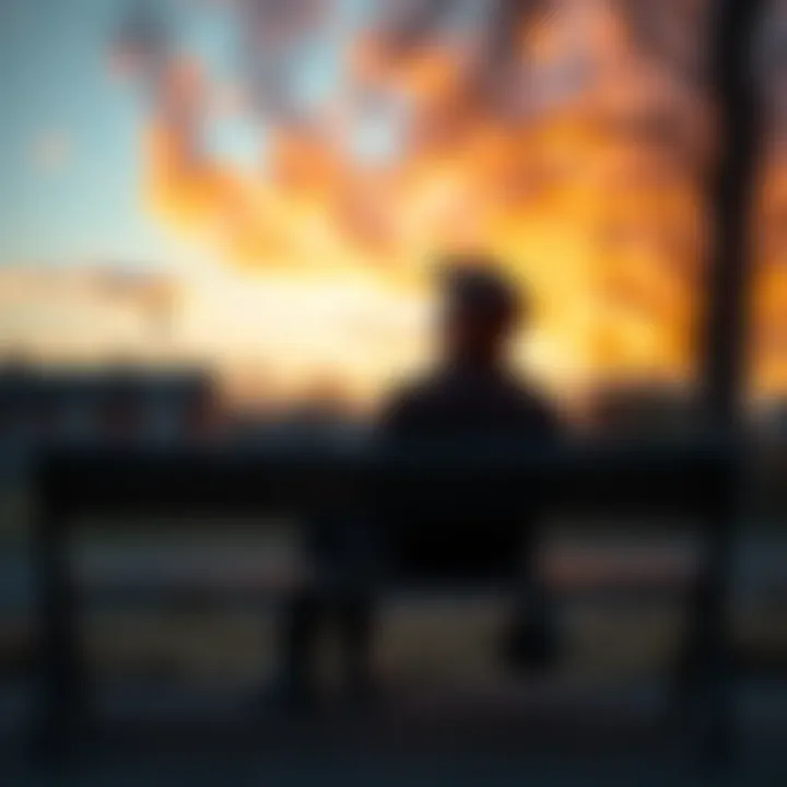 A person sitting alone on a bench, looking up at the sky with tears in their eyes, reflecting on a past relationship with a narcissist.