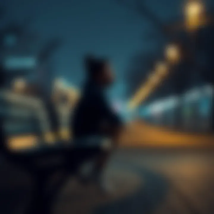Heartbroken Individual Seeking Connection A person sitting alone on a bench, looking sad and lost in thought, symbolizing the struggle of wanting to reconnect with an ex after a breakup.