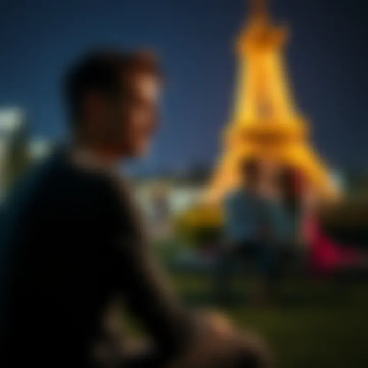 Heartbroken Person Watching Couple A person sitting alone with a sad expression, observing a happy couple together, symbolizing heartache and longing