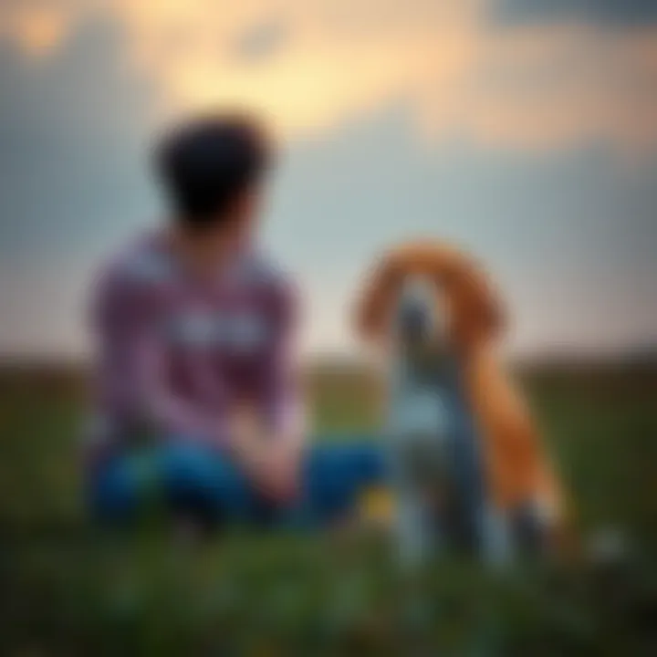 Heartbroken pet owner with their beagle A sad pet owner sitting next to their beagle on a grassy field, reflecting on their difficult decision about euthanasia.