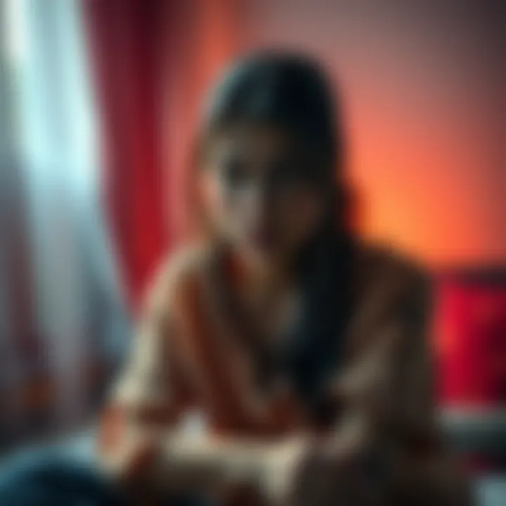 A woman sits alone with tears in her eyes, feeling betrayed after discovering her boyfriend's secret marriage.
