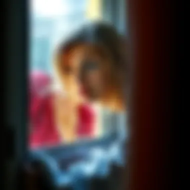 A young woman gazes out of a window, her expression reflecting sadness and contemplation about her recent breakup.